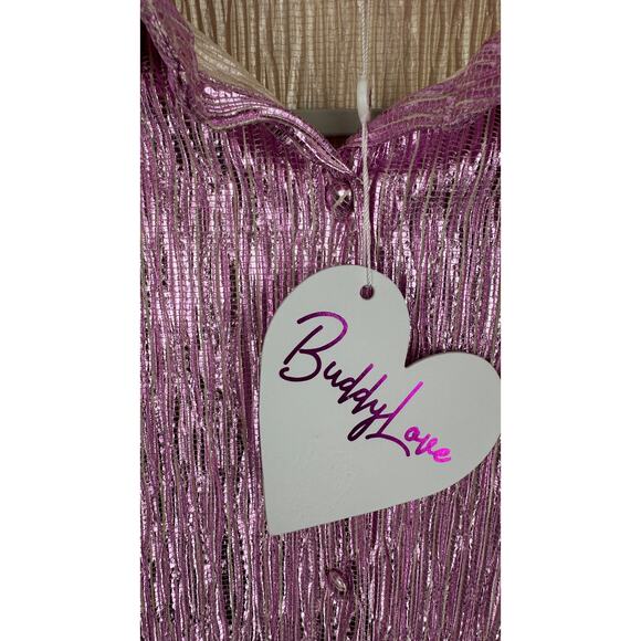 Buddy Love Veronica Textured Shorts Outfit Set Pink Metallic Womens Small New - Picture 6 of 14